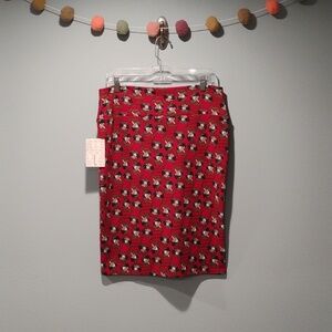 LuLaRoe Red Floral-Pattern Pencil Skirt